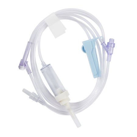 Amsino International Primary IV Administration Set AMSafe® Gravity 2 Ports 10 Drops / mL Drip Rate Without Filter 83 Inch Tubing Solution - Case of 50 - 108306-CS