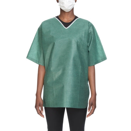Graham Medical Products Scrub Shirt Large Green Without Pockets Short Sleeve Unisex - Case of 30 - 62213-CS
