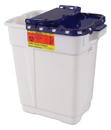 BD Pharmaceutical Waste Container Recykleen™ White Base 18-1/2 X 17-3/4 X 11-3/4 Inch Vertical Entry 9 Gallon - Case of 8 - 305329-CS