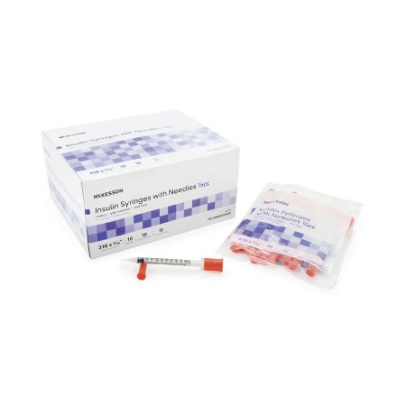 McKesson Standard Insulin Syringe with Needle McKesson 0.5 mL 5/16 Inch 31 Gauge NonSafety Ultra Thin Wall - Box of 100 - 102-SN05C31516P-BX