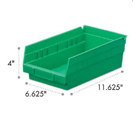 Market Lab Inc Shelf Bin Green Plastic 4 X 6-5/8 X 11-5/8 Inch - Each - 2766-GN-EA