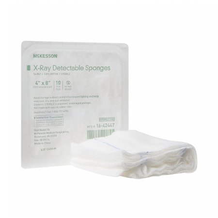 McKesson Gauze Sponge McKesson 4 X 8 Inch 10 per Tray Sterile 16-Ply Rectangle - Case of 800 - 16-42447-CS