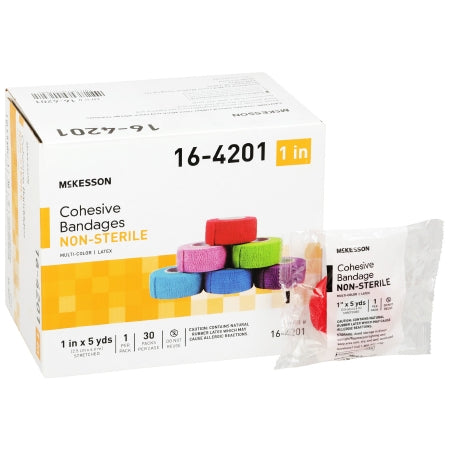 McKesson Cohesive Bandage McKesson 1 Inch X 5 Yard Self-Adherent Closure Purple / Pink / Green / Light Blue / Royal Blue / Red NonSterile Standard Compression - Pack of 1 - 16-4201-PK