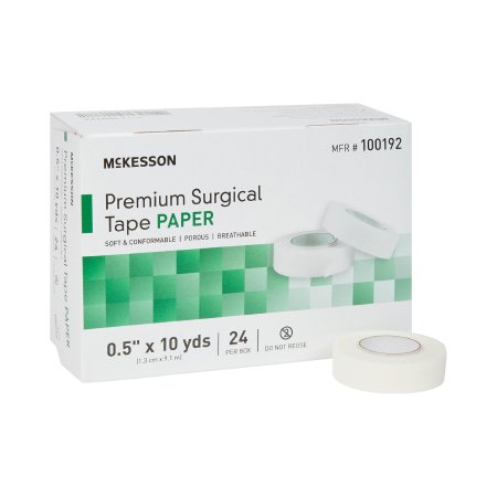 McKesson Medical Tape McKesson White 1/2 Inch X 10 Yard Paper NonSterile - Box of 24 - 100192-BX