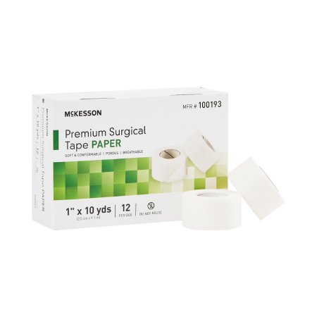 McKesson Medical Tape McKesson White 1 Inch X 10 Yard Paper NonSterile - Box of 12 - 100193-BX