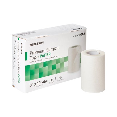 McKesson Medical Tape McKesson White 3 Inch X 10 Yard Paper NonSterile - Box of 4 - 100195-BX
