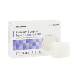 McKesson Water Resistant Medical Tape McKesson Transparent 2 Inch X 10 Yard Plastic NonSterile - Case of 60 - 100198-CS