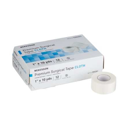 McKesson Medical Tape McKesson White 1 Inch X 10 Yard Silk-Like Cloth NonSterile - Case of 120 - 100201-CS