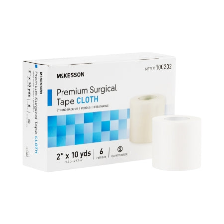 McKesson Medical Tape McKesson White 2 Inch X 10 Yard Silk-Like Cloth NonSterile - Box of 6 - 100202-BX