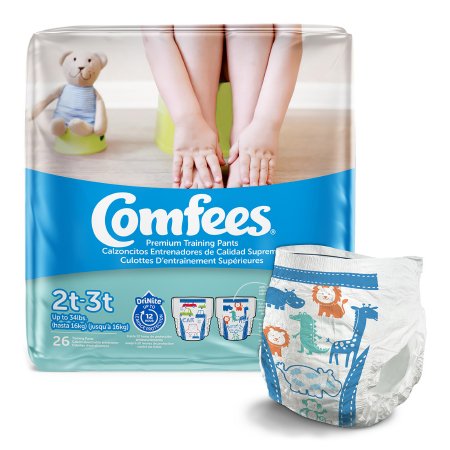 Attends Healthcare Products Male Toddler Training Pants Comfees® Pull On with Tear Away Seams Size 2T to 3T Disposable Moderate Absorbency - Bag of 26 - CMF-B2-BG