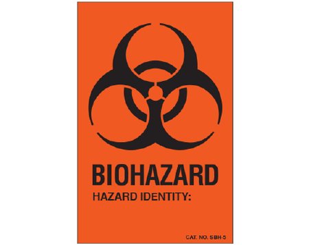 Shamrock Scientific Pre-Printed Label Shamrock Warning Label Red BIOHAZARD / HAZARD IDENTITY: Black Biohazard 3-1/2 X 2-1/4 Inch - Box of 100 - SBH-5-BX