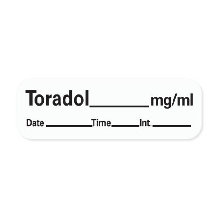Precision Dynamics Drug Label PDC® Anesthesia Label Toradol_mg/mL Date_Time_Int White 1/2 X 1-1/2 Inch - Each - LAN201-EA