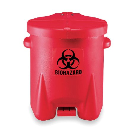 Fisher Scientific Medical Waste Receptacle Eagle™ 6 gal. Round Red HDPE Step On - Each - 18880A-EA