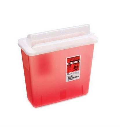 Market Lab Inc Sharps Container Translucent Red Base 4-3/4 X 10-1/2 X 11-1/2 Inch Horizontal Entry 1.25 Gallon - Case of 20 - 8513-CS