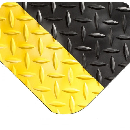Fisher Scientific Anti-Fatigue Floor Mat UltraSoft Diamond-Plate SpongeCote® 3 X 10 Foot Black / Yellow PVC / Nitrile Infused Sponge - Each - 191500082-EA