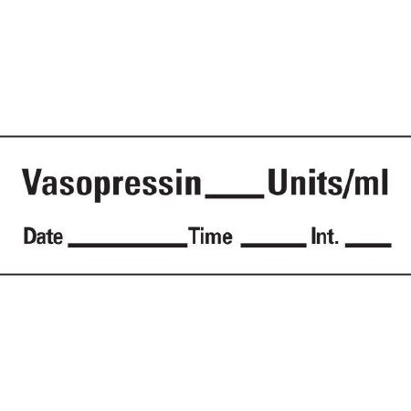 Precision Dynamics Drug Label Anesthesia Label Tape Vasopressin_Units/mL Date_Time_Int_ White 1/2 X 1-1/2 Inch - Roll of 1 - AN-216-RL