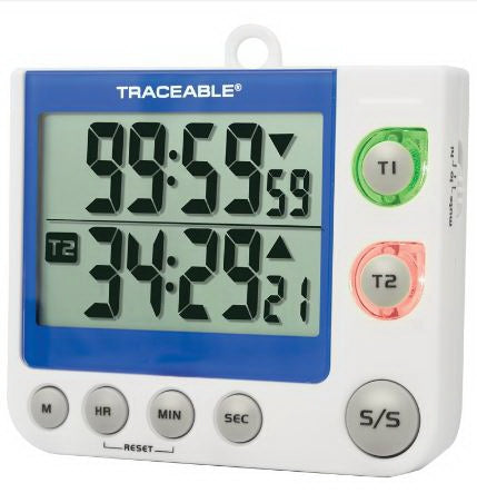 Cole-Parmer Inst. Electronic Alarm Timer 2 Channel Traceable® 100 Hours LED Display - Each - 94461-16-EA