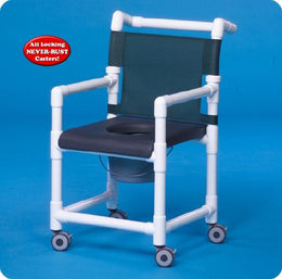 IPU Commode / Shower Chair ipu® Fixed Arms PVC Frame Mesh Backrest 300 lbs. Weight Capacity - Each - SC721PN-EA