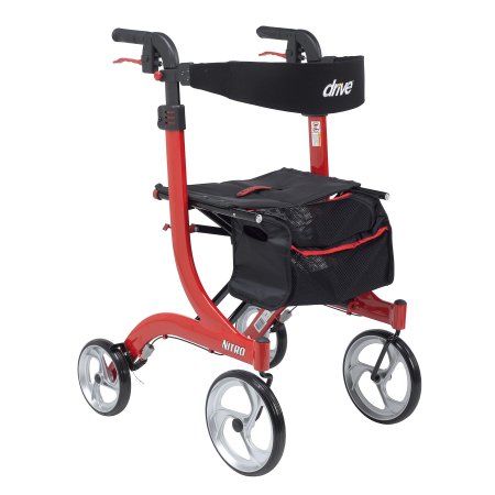Drive Medical 4 Wheel Rollator drive™ Nitro Red Adjustable Height / Tall / Folding Aluminum Frame - Each - RTL10266-T-EA