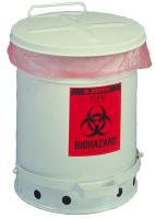 VWR International Biohazard Waste Container Justrite® White Base 15-7/8 H X 11-7/8 Diameter Inch Vertical Entry 6 Gallon - Each - 56617-830-EA