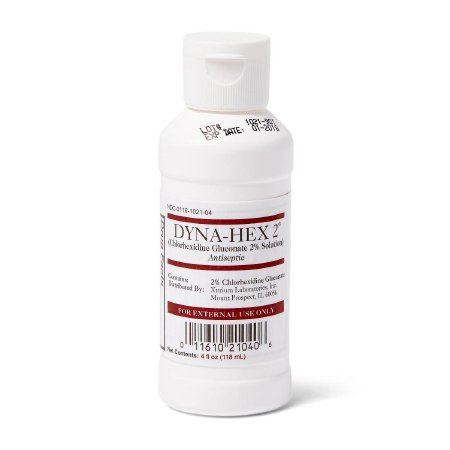 Medline Surgical Scrub Solution Dyna-Hex 2® 4 oz. Bottle 2% Strength CHG (Chlorhexidine Gluconate) NonSterile - Case of 48 - MDS098705-CS