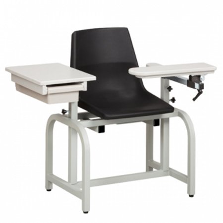 Clinton Industries Blood Drawing Chair with Drawer Lab Series ClintonClean™ Single Adjustable Flip Up Armrest Black - Each - 66029-P-EA