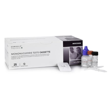 McKesson Other Infectious Disease Test Kit McKesson Consult™ Infectious Disease Immunoassay Infectious Mononucleosis Whole Blood / Serum / Plasma Sample 25 Tests CLIA Waived for Whole Blood / CLIA Moderately Complex for Serum & Plasma - KT/1 - 5012-KT