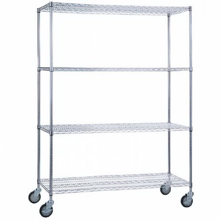 R & B Wire Products Linen Cart 4 Shelves 500 lbs. Weight Capacity Chrome Plated 5 Inch Casters, 2 Locking - Each - LC186072-EA
