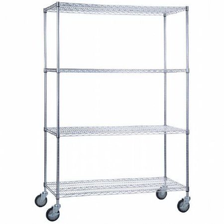 R & B Wire Products Heavy Duty Linen Cart 4 Shelves 500 lbs. Weight Capacity Chrome Plated 5 Inch Casters, 2 Locking - Each - LC184872-EA