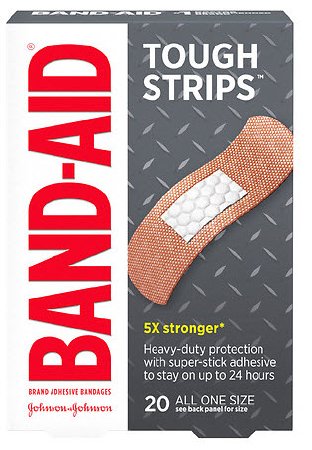 J & J Sales Adhesive Strip Band-Aid® Tough Strips™ 1 X 3-1/4 Inch Fabric Rectangle Tan Sterile - Box of 20 - 38137004408-BX