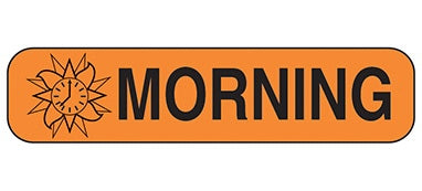 Health Care Logistics Pre-Printed Label Indeed Auxiliary Label Orange Paper Morning Black Safety and Instructional 3/8 X 1-5/8 Inch - Pack of 1000 - 2119-PK