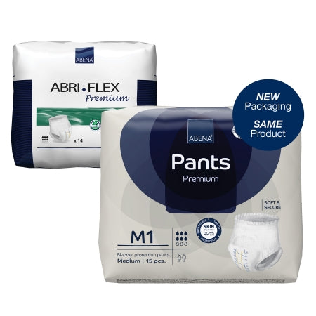 Abena North America Unisex Adult Absorbent Underwear Abri-Flex™ Premium M1 Pull On with Tear Away Seams Medium Disposable Moderate Absorbency - Case of 84 - 41083-CS