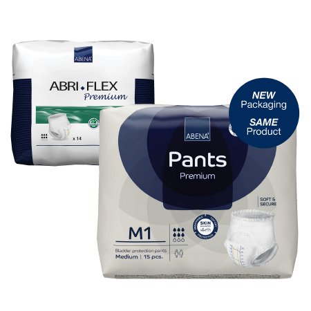 Abena North America Unisex Adult Absorbent Underwear Abri-Flex™ Premium M1 Pull On with Tear Away Seams Medium Disposable Moderate Absorbency - Bag of 14 - 41083-BG