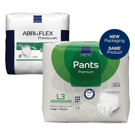 Abena North America Unisex Adult Absorbent Underwear Abri-Flex™ Premium L3 Pull On with Tear Away Seams Large Disposable Heavy Absorbency - Case of 84 - 41088-CS