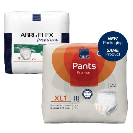Abena North America Unisex Adult Absorbent Underwear Abri-Flex™ Premium XL1 Pull On with Tear Away Seams X-Large Disposable Moderate Absorbency - Bag of 14 - 41089-BG