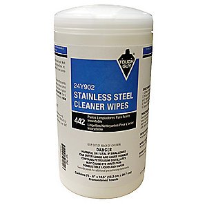 Grainger Tough Guy® Stainless Steel Cleaner Premoistened Oil Based Manual Pull Wipe 75 Count Canister Citrus Scent NonSterile - CT/75 - 24Y902-CT