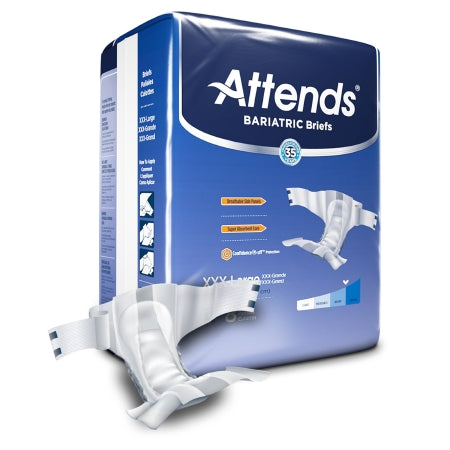 Attends Healthcare Products Unisex Adult Incontinence Brief Attends® Bariatric 3X-Large Disposable Heavy Absorbency - Bag of 8 - DD60-BG