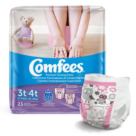 Attends Healthcare Products Female Toddler Training Pants Comfees® Pull On with Tear Away Seams Size 3T to 4T Disposable Moderate Absorbency - Bag of 23 - CMF-G3-BG