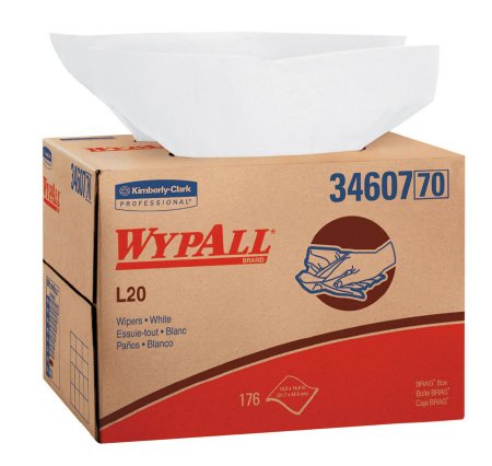 Kimberly Clark Task Wipe WypAll® L20 Light Duty White NonSterile 4 Ply Tissue 12-1/2 X 16-4/5 Inch Disposable - Box of 176 - 34607-BX