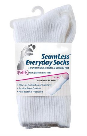 Pedifix Diabetic Socks SeamLess™ Calf High X-Large White Closed Toe - Each - P795-XL-EA