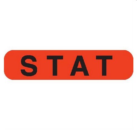 Market Lab Inc Pre-Printed Label Advisory Label Orange Paper STAT Black Alert Label 37-100 X 11-31/50 Inch - Each - 8012-EA