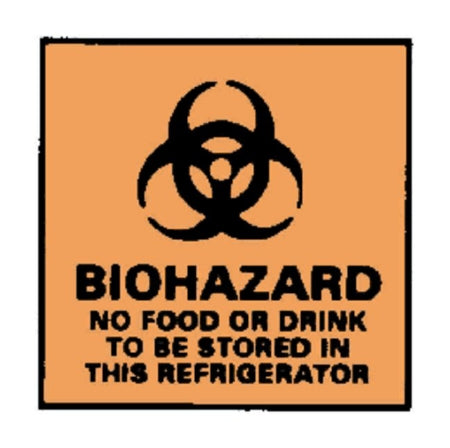 Fisher Scientific Door Sign Caution National Marker™ Biohazard No Food Or Drink to Be Stored In This Refrigerator - Each - 18999766-EA