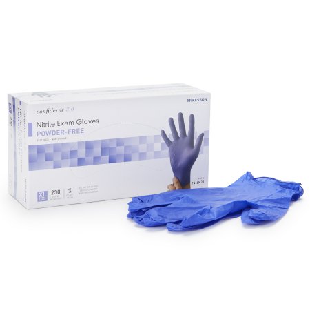 McKesson Exam Glove McKesson Confiderm® 3.0 X-Large NonSterile Nitrile Standard Cuff Length Textured Fingertips Blue Not Rated - Case of 10 - 14-6N38-CS
