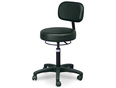 Hausmann Industries Economy Air-Lift Stool Padded Backrest Air Spring Pneumatic Height 5 Casters Black - Each - 2156-V16-EA