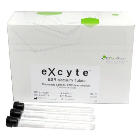 Elitech Group Inc Excyte® Vacuum Tube Venous Blood Collection Tube Erythrocyte Sedimentation Rate (ESR) Sodium Citrate Additive 8 X 120 mm 1 mL Black Conventional Closure Glass Tube - Box of 50 - EX-50205-BX