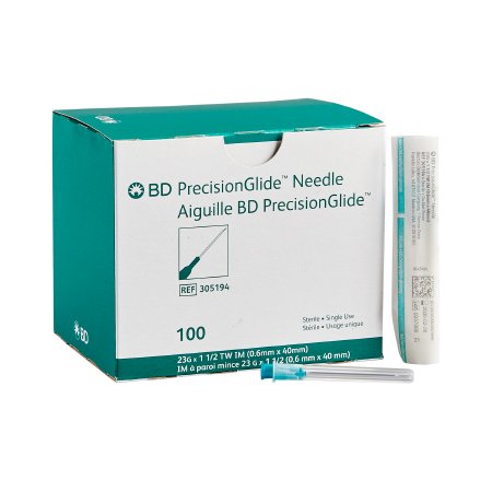 BD Hypodermic Needle PrecisionGlide™ 1-1/2 Inch Length 23 Gauge Thin Wall Without Safety - Case of 1000 - 305194-CS