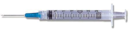 BD Standard Hypodermic Syringe with Needle PrecisionGlide™ 3 mL 1-1/2 Inch 23 Gauge NonSafety Thin Wall - Case of 800 - 309589-CS