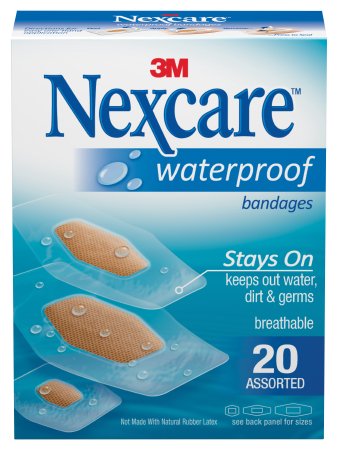 3M Adhesive Strip Nexcare™ Water Assorted Sizes Film Rectangle Clear Sterile - Case of 480 - 588-20PB-CS