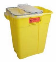 BD Chemotherapy Waste Container BD™ Yellow Base 18 H X 10-1/2 W X 7-1/2 D Inch Vertical Entry 5 Gallon - Case of 8 - 305114-CS