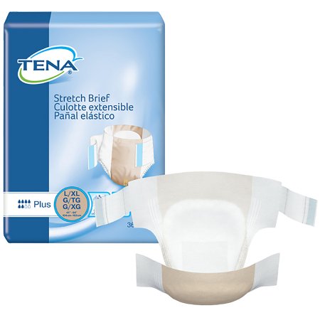 Essity HMS North America Inc Unisex Adult Incontinence Brief TENA® Stretch™ Plus Large / X-Large Disposable Moderate Absorbency - Case of 72 - 67603-CS